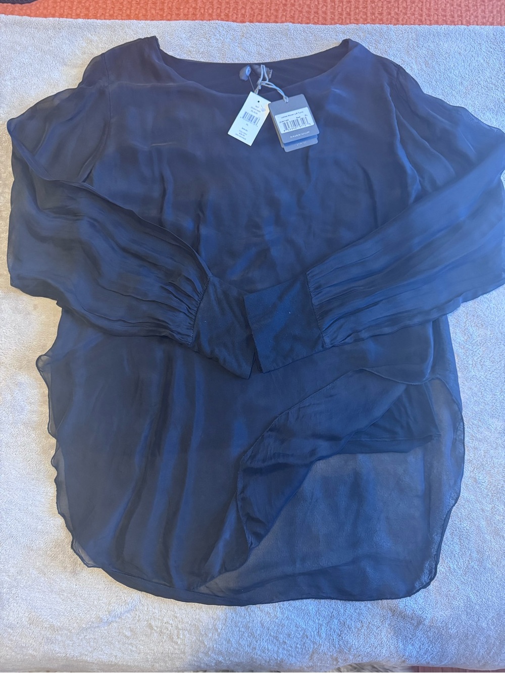 Semi-Sheer Black Long-Sleeve Women's Tunic